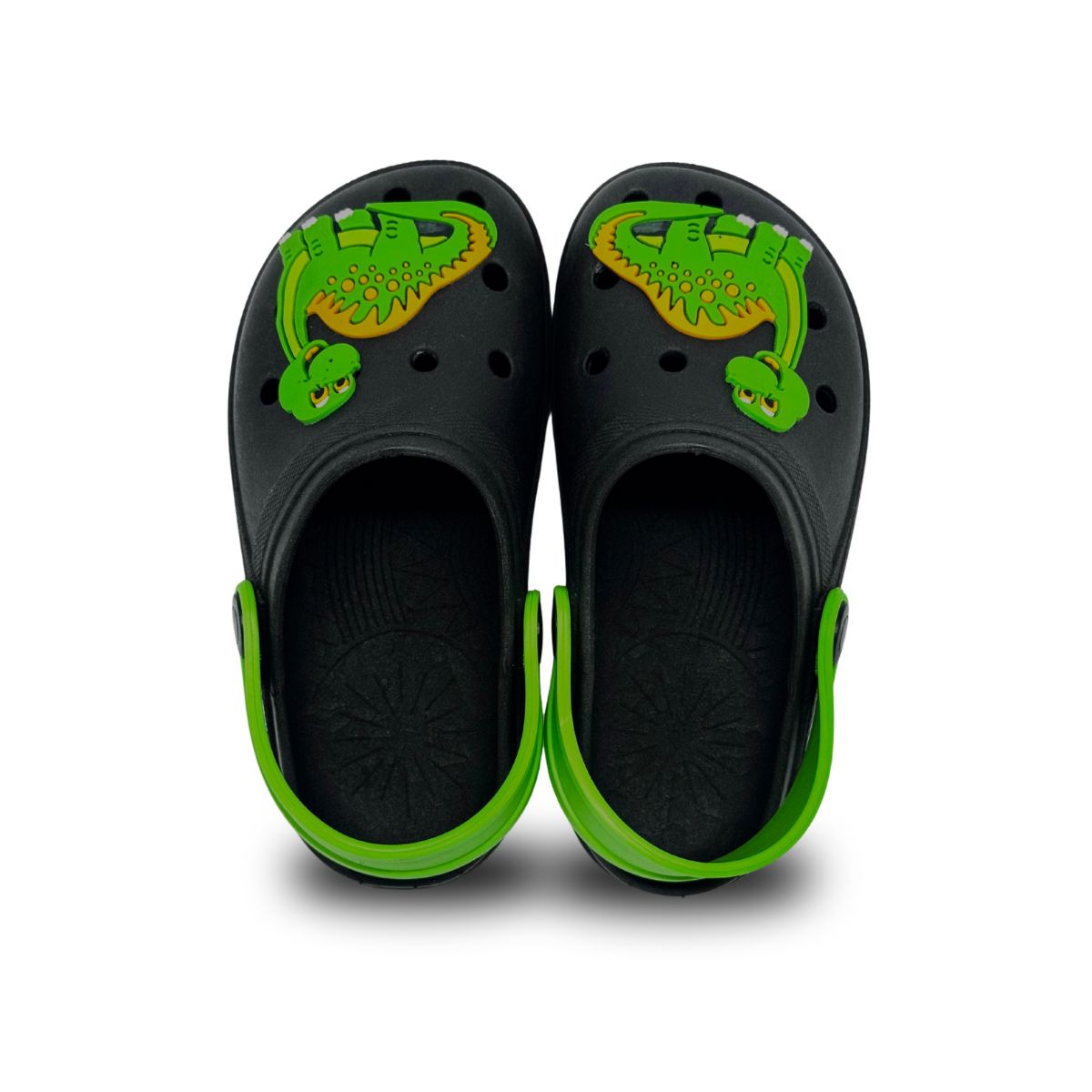 babuche fechado preto dino verde