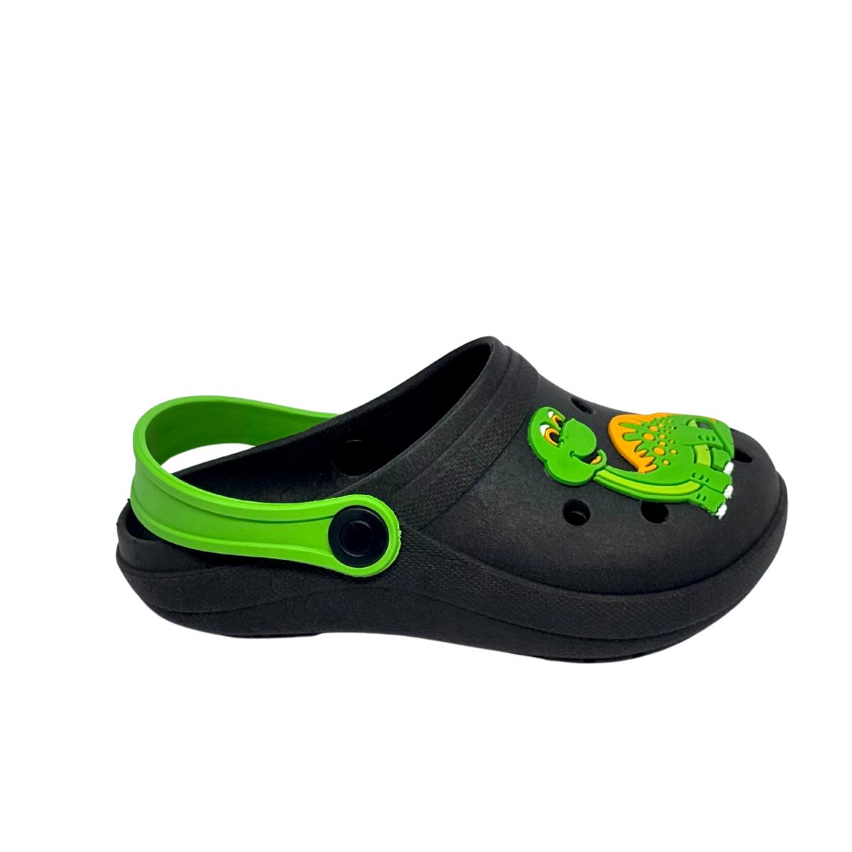 babuche fechado preto dino verde