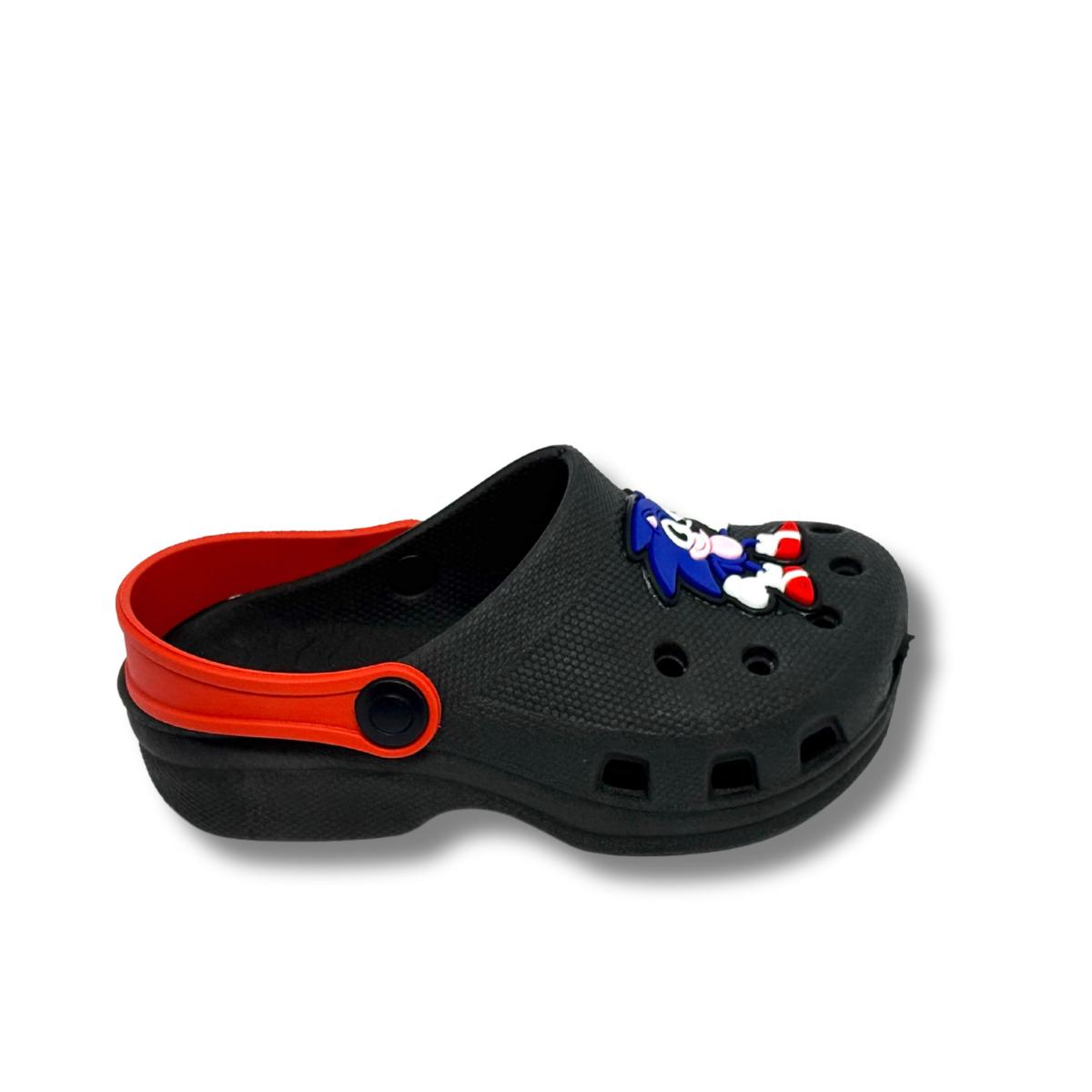 babuche sonic preto/vermelho